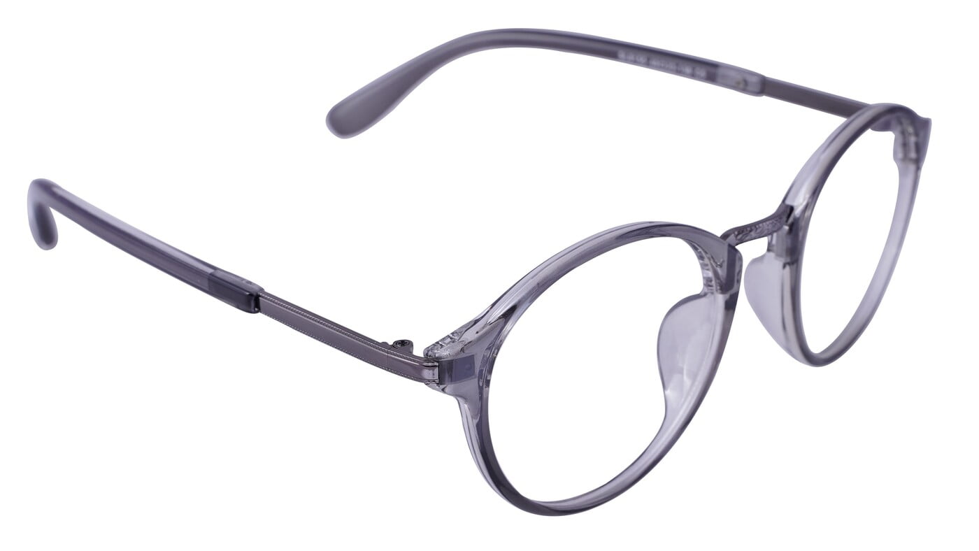 Unisex Round Large Spectacle Frame. See Through Grey Color Rim. Unisex Round Large Spectacle Frame. See Through Grey Color Rim.