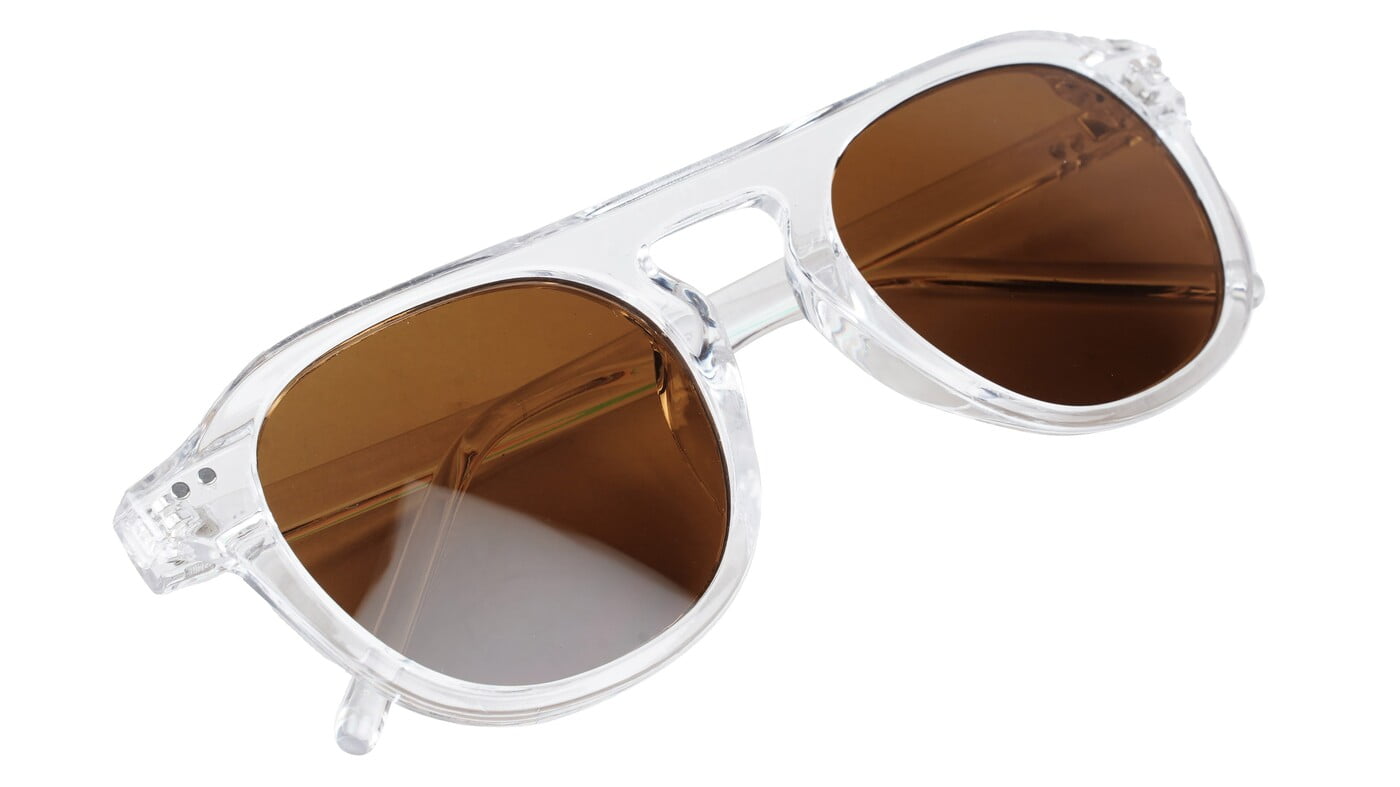Unisex Medium Round Sunglass. Transparent Frame. Brown Lens. Unisex Medium Round Sunglass. Transparent Frame. Brown Lens.