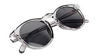 Unisex Medium Round Sunglass. See Through Grey Frame.