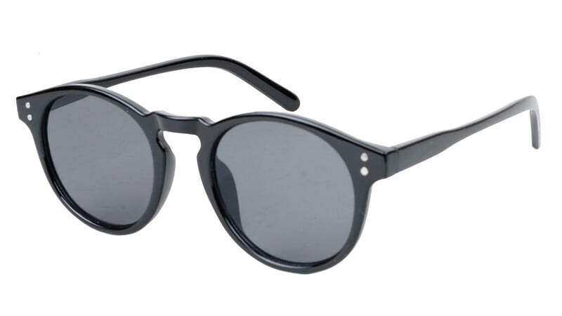 Unisex Medium Round Sunglass. Black Frame.