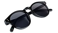 Unisex Medium Round Sunglass. Black Frame.