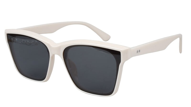 Female Medium Square Sunglass. Cream Color Frame.