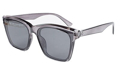 Unisex Medium Square Sunglasses. See Through Grey Frame.