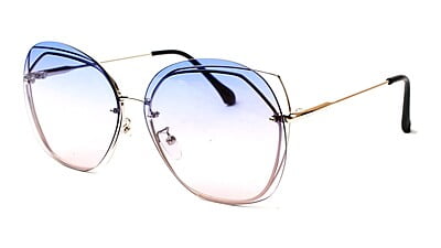 Female Oversized Sunglasses. See Through Light Blue Lens
