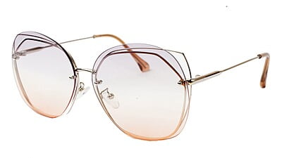 Female Oversized Sunglasses. See Through Grey &Orange Lens