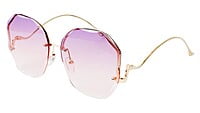 Female Oversized Sunglasses. See Through Blue & Pink Lens