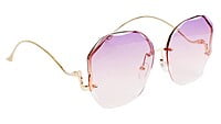 Female Oversized Sunglasses. See Through Blue & Pink Lens