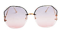 Female Oversized Sunglasses. See Through Grey & Pink Lens