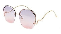 Female Oversized Sunglasses. See Through Grey & Pink Lens