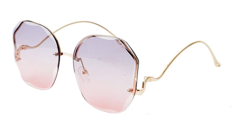 Female Oversized Sunglasses. See Through Grey & Pink Lens