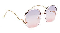 Female Oversized Sunglasses. See Through Grey & Pink Lens