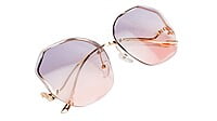 Female Oversized Sunglasses. See Through Grey & Pink Lens
