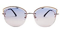 Female Oversize Sunglasses. See Through Blue & Pink Lens