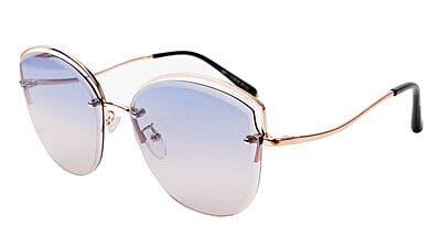 Female Oversize Sunglasses. See Through Blue & Pink Lens