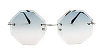 Rimless Oversized Octagon Sunglasses For Girls & Women