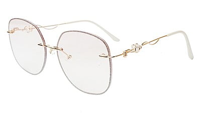 Oversized Sunglasses For Girls&Women. See Through Light Pink&Transparent Lens