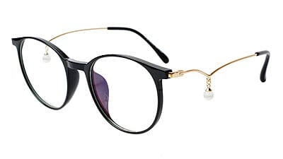 Round Medium Spectacle Frame For Girls&Women. Gold &Black Frame