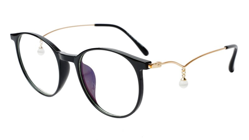 Round Medium Spectacle Frame For Girls&Women. Gold &Black Frame