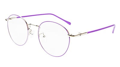 Round Medium Spectacle Frame For Girls&Women. Purple &Silver Frame