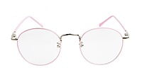 Round Medium Spectacle Frame For Girls&Women. Pink &Silver Frame