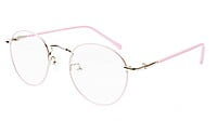 Round Medium Spectacle Frame For Girls&Women. Pink &Silver Frame