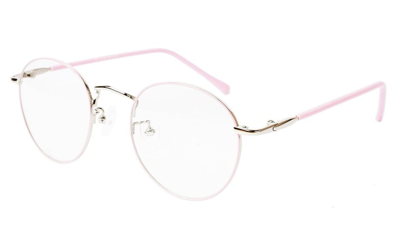 Round Medium Spectacle Frame For Girls&Women. Pink &Silver Frame