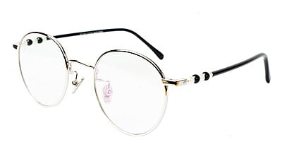 Round Medium Spectacle Frame For Girls&Women. Silver &Black Frame