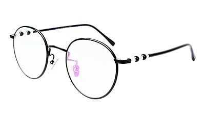 Round Medium Spectacle Frame For Girls&Women. Black Frame