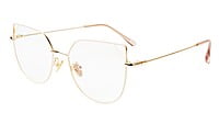 Female Oversized Cat Eye Spectacle Frame. Gold & Cream Frame