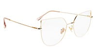 Female Oversized Cat Eye Spectacle Frame. Gold & Cream Frame