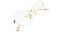 Female Oversized Cat Eye Spectacle Frame. Gold & Cream Frame