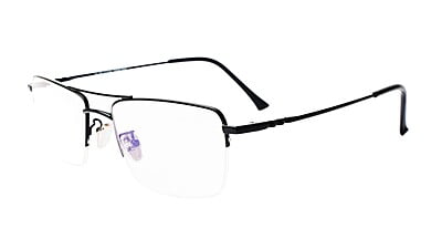 Unisex Half Rimmed Rectangular Spectacle Frame. Black Frame