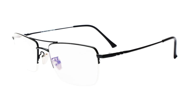 Unisex Half Rimmed Rectangular Spectacle Frame. Black Frame Unisex Half Rimmed Rectangular Spectacle Frame. Black Frame