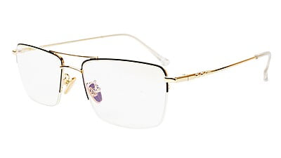 Unisex Half Rim Rectangular Spectacle Frame. Gold&Black Frame