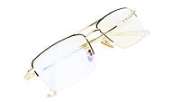 Unisex Half Rim Rectangular Spectacle Frame. Gold&Black Frame