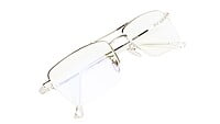 Unisex Half Rimmed Rectangular Spectacle Frame. Silver Frame