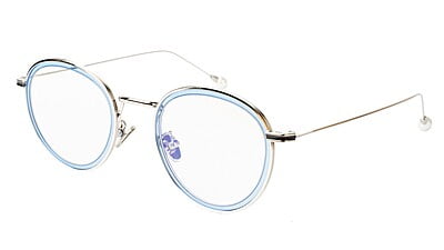 Round Medium Spectacle Frame For Girls&Women. Blue &Silver Frame