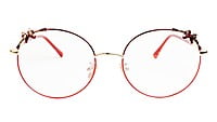 Girls & Women Round Medium Spectacle Frame. Red & Gold Frame