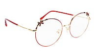 Girls & Women Round Medium Spectacle Frame. Red & Gold Frame