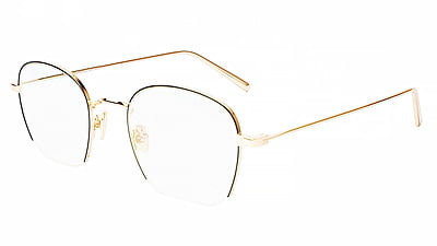 Unisex Medium Half Rim Round Spectacle Frame. Black &Golden Frame