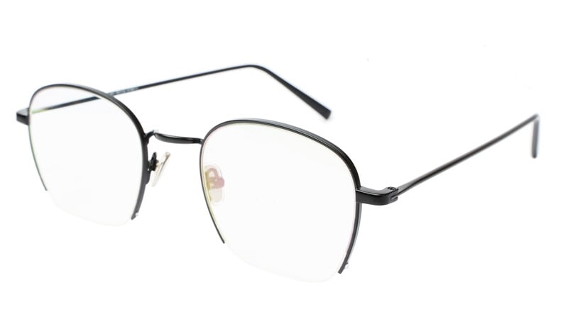 Unisex Medium Half Rim Round Spectacle Frame. Black Frame