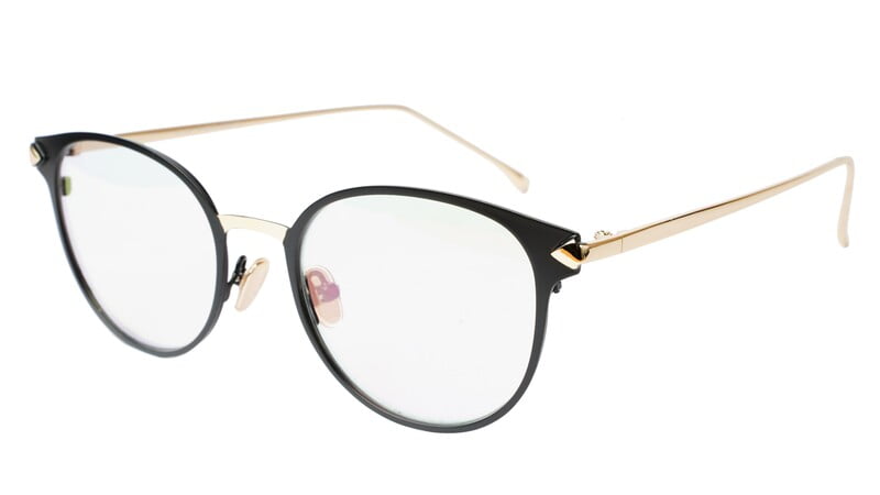 Unisex Medium Round Spectacle Frame. Black & Golden Frame