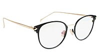 Unisex Medium Round Spectacle Frame. Black & Golden Frame