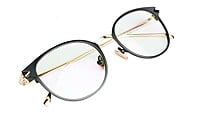 Unisex Medium Round Spectacle Frame. Black & Golden Frame