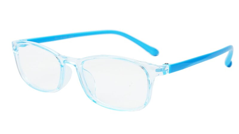 Unisex Rectangular Spectacle Frame For Kids. Light Blue Frame. Age-(10-15)Years.