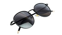 Unisex Small Round Sunglasses. Black Metal Frame.
