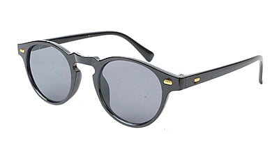 Unisex Small Round Sunglasses. Black Frame.