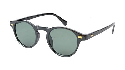 Unisex Small Round Sunglasses. Glossy Black Frame.