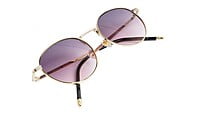 Unisex Small Round Sunglasses. Golden Metal Frame.
