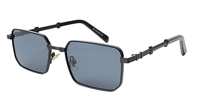 Unisex Small Rectangular Sunglasses. Black Frame. Black Lens.